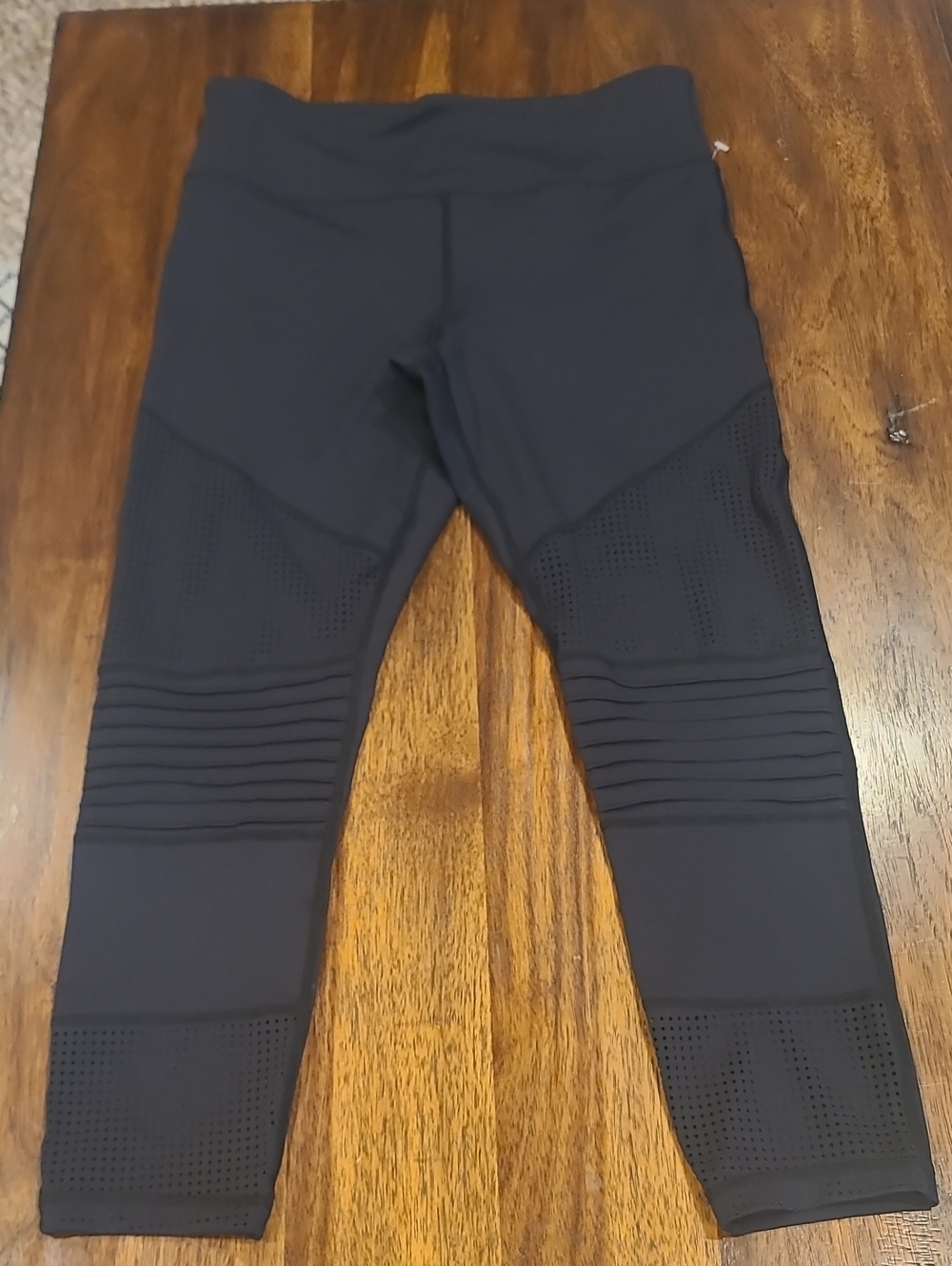 ZYIA Active Black Moto Perforated High Rise Compression Leggings Size 12
